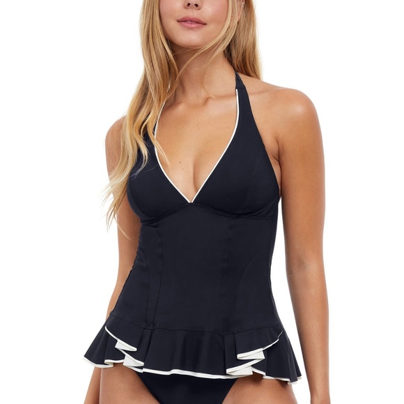 PROFILE BY GOTTEX BELLE CURVE V-NECK HALTER TANKINI TOP - Picture 1 of 8